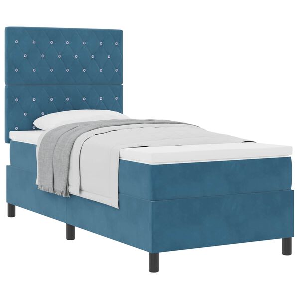 vidaXL Cama tipo Box Spring Azul Oscuro 90 x 190 cm Terciopelo