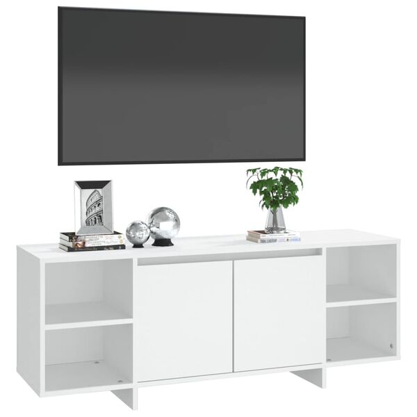 vidaXL Mueble para TV madera contrachapada blanco 130x35x50 cm