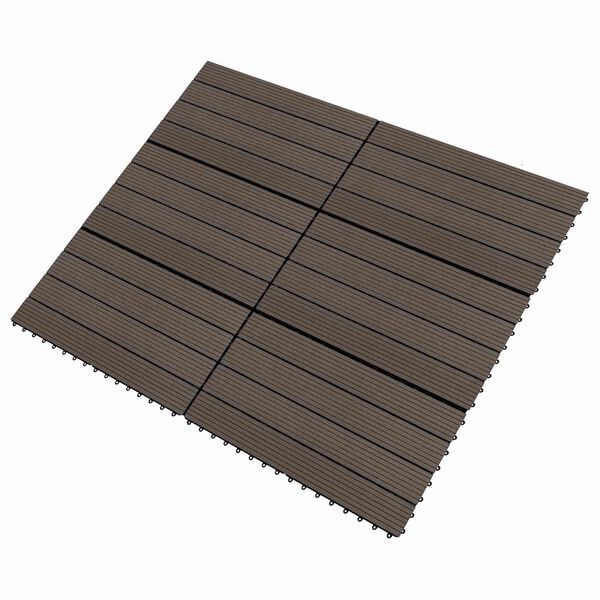 vidaXL Tile de Decking 6 pcs Marr&oacute;n Oscuro 60 x 30 cm WPC