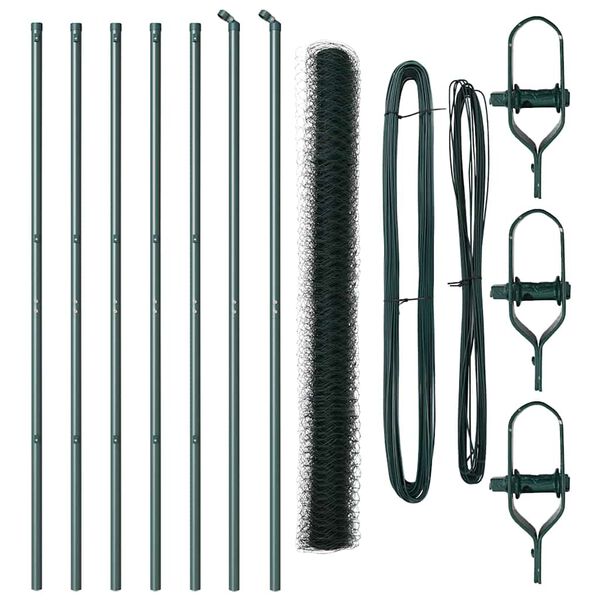 vidaXL Poste de Valla Verde 10 x 1,5 m (malla de 50 mm) Acero y PVC