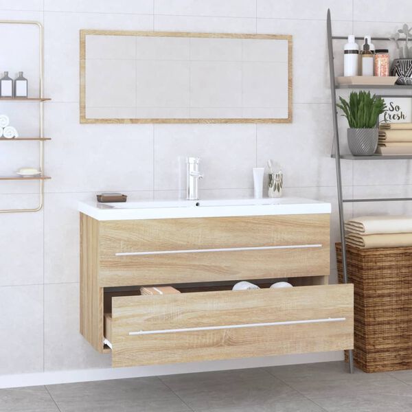 vidaXL Conjunto de muebles de baño 3 piezas color roble Sonoma