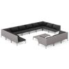 vidaXL Muebles de jardín 14 pzas y cojines ratán sintético gris oscuro