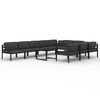vidaXL Set muebles de jard&iacute;n 11 pzas y cojines aluminio gris antracita