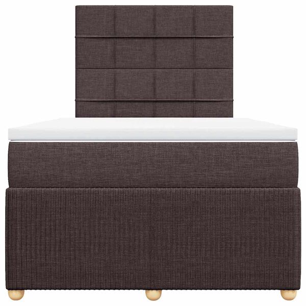 vidaXL Cama box spring con colch&oacute;n tela marr&oacute;n oscuro 120x200 cm