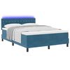 vidaXL Cama Box Spring LED con LED Azul Oscuro 140 x 200 cm Terciopelo