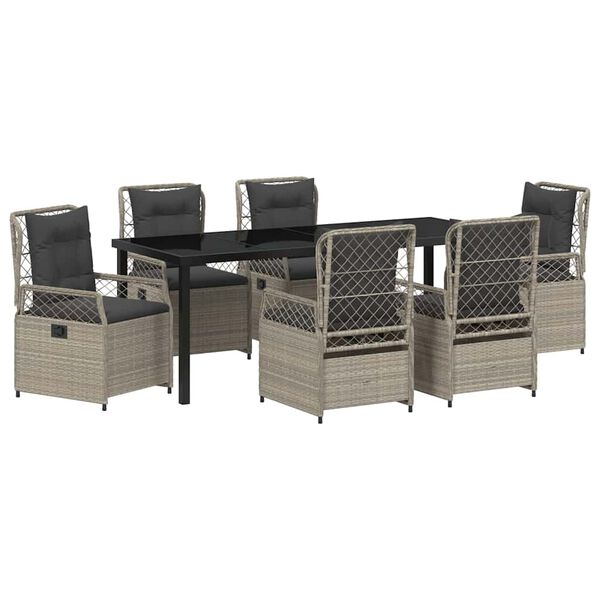 vidaXL Conjunto de Comedor de Jard&iacute;n 7 pcs Gris Claro rat&aacute;n sint&eacute;tico