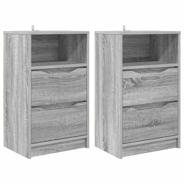 vidaXL Mesas de noche con caj&oacute;n 2 pcs Gris Sonoma 40 x 30 x 467 cm