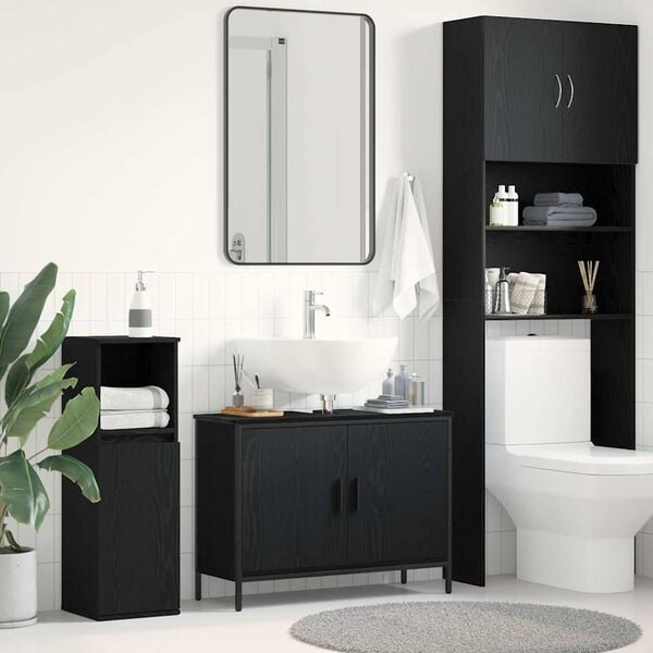 vidaXL Mueble de lavabo para ba&ntilde;o Roble Negro 80 x 30 x 60 cm