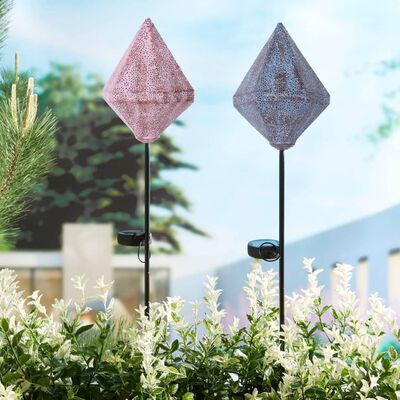 Luxform Lámpara solar LED de jardín Tyana varilla oriental rosa