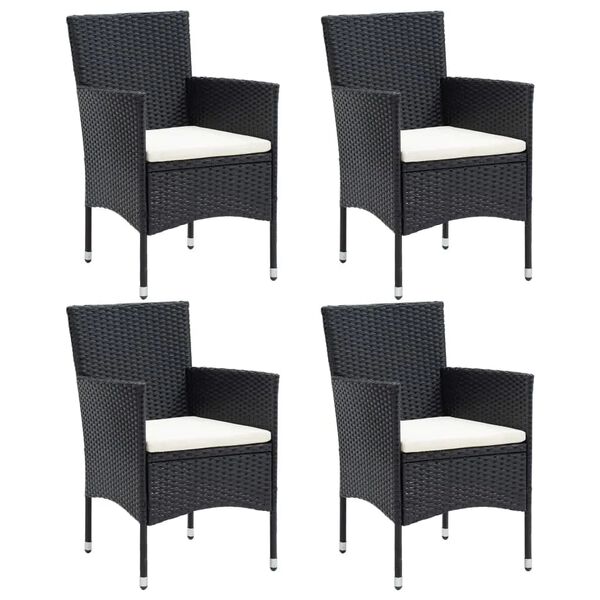 vidaXL Set comedor de jard&iacute;n 5 pzas con cojines rat&aacute;n sint&eacute;tico negro