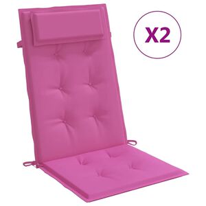 vidaXL Cojines de silla con respaldo alto 2 uds tela Oxford rosa