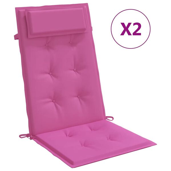 vidaXL Cojines de silla con respaldo alto 2 uds tela Oxford rosa