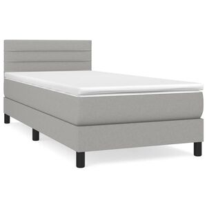 vidaXL Cama box spring con colch&oacute;n tela gris claro 80x200 cm