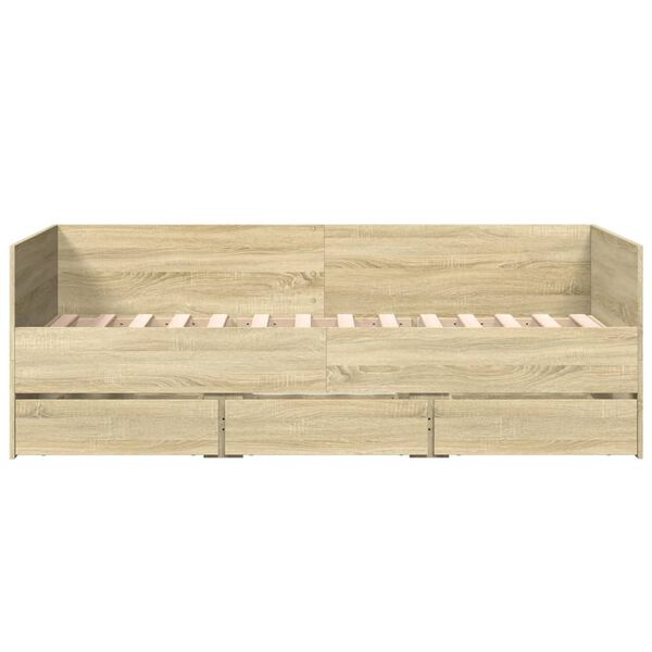 vidaXL Sof&aacute; cama con cajones sin colch&oacute;n roble Sonoma 75x190 cm