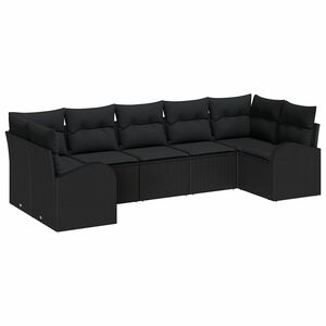 vidaXL Conjunto de sof&aacute;s de jard&iacute;n 7 pcs Negro rat&aacute;n sint&eacute;tico