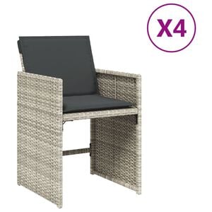 vidaXL Sillones de jard&iacute;n con cojines 4 uds rat&aacute;n sint&eacute;tico gris claro