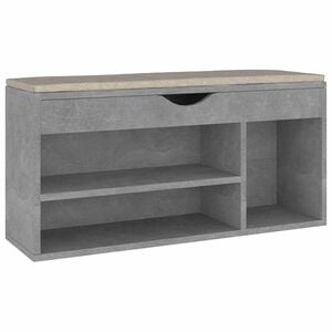 vidaXL Zapatero coj&iacute;n contrachapada gris hormig&oacute;n 104x30x49 cm