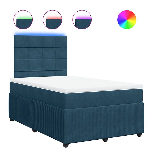 vidaXL Cama box spring con colch&oacute;n terciopelo azul 120x190 cm