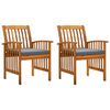 vidaXL Sillas de comedor jardín 2 uds con cojines madera maciza acacia
