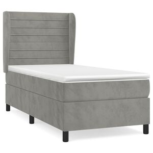 vidaXL Cama box spring con colch&oacute;n terciopelo gris claro 80x200 cm