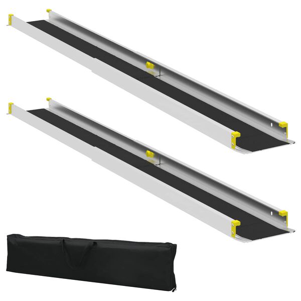 vidaXL Rampa para Silla de Ruedas 2 pcs Negro 184,5 x 18,5 x 5 cm