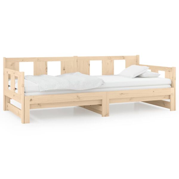 vidaXL Sof&aacute; cama extra&iacute;ble madera maciza de pino 2x(80x200) cm