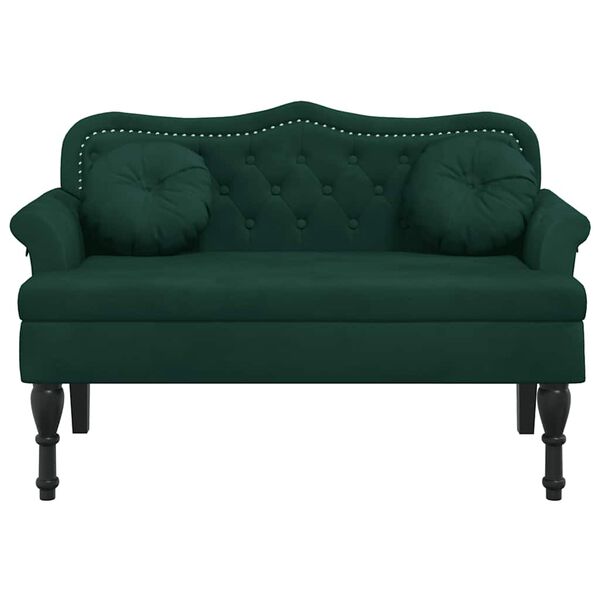 vidaXL Banco con cojines Terciopelo Verde Oscuro 120,5x65x75 cm
