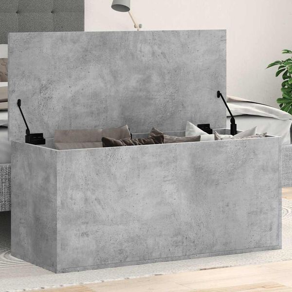 vidaXL Caja de almacenaje madera ingenier&iacute;a gris hormig&oacute;n 100x42x46 cm