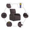 vidaXL Sill&oacute;n reclinable de masaje el&eacute;ctrico tela marr&oacute;n oscuro
