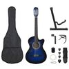 vidaXL Set de guitarra cl&aacute;sica occidental 12 pzas 6 cuerdas azul 38"