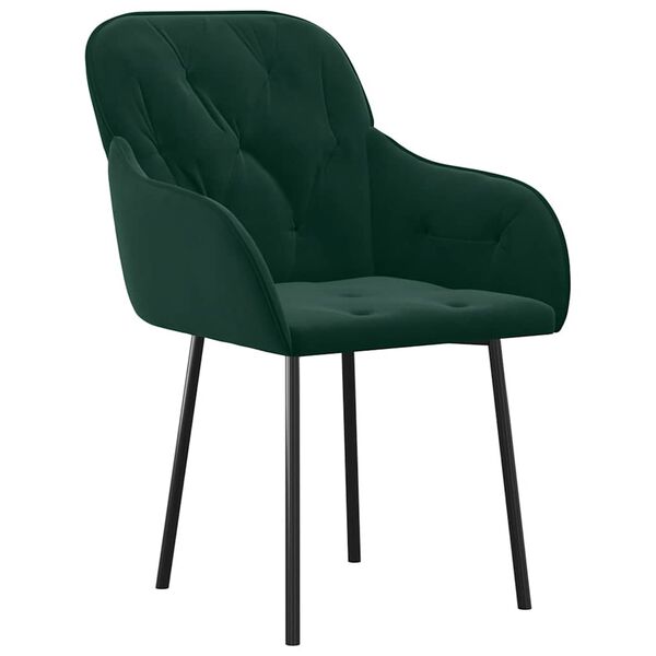 vidaXL Sillas de comedor 2 unidades terciopelo verde oscuro