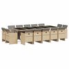vidaXL Set comedor de jard&iacute;n con cojines 15 pzas rat&aacute;n sint&eacute;tico beige