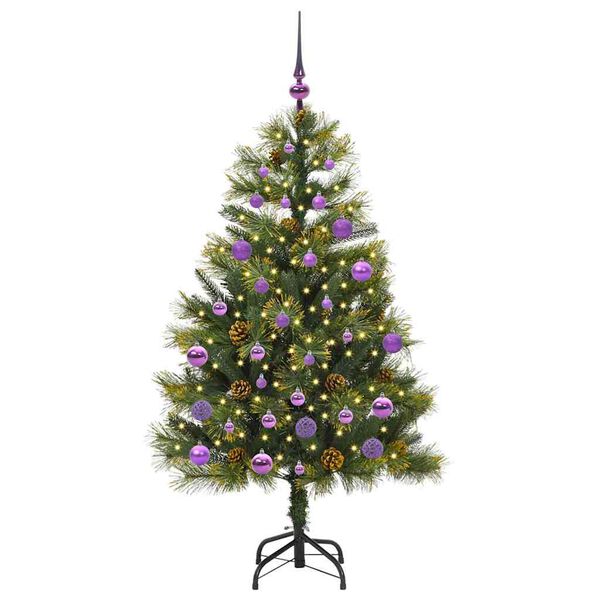 vidaXL &Aacute;rbol de Navidad artificial con ramas plegables y conos 150 cm