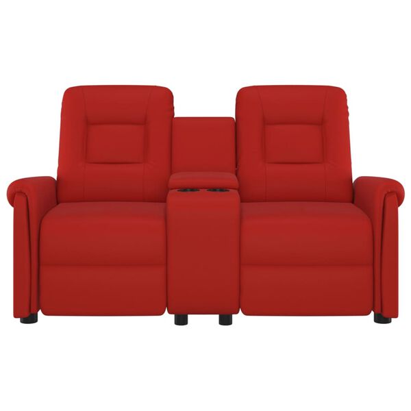 vidaXL Sill&oacute;n reclinable 2 plazas posavasos cuero sint&eacute;tico rojo tinto