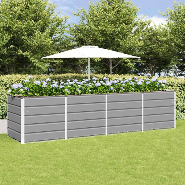 vidaXL Jardinera Gris Claro 240 x 80 x 75 cm Acero
