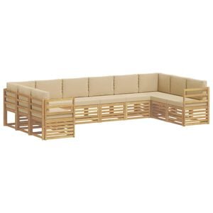 vidaXL Conjunto de sof&aacute;s de exterior 10 uds. y Beige Poli&eacute;ster