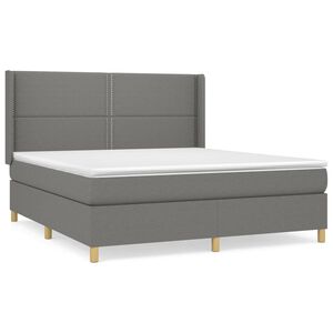 vidaXL Cama box spring con colch&oacute;n tela gris oscuro 180x200 cm