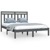 vidaXL Estructura de cama de madera maciza gris 140x190 cm