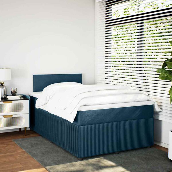 vidaXL Cama box spring con colch&oacute;n terciopelo azul 120x200 cm