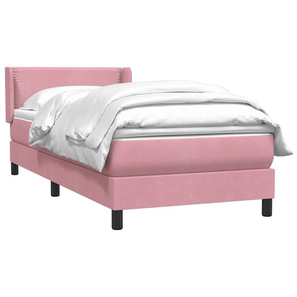 vidaXL Cama box spring con colch&oacute;n terciopelo rosa 80x220 cm