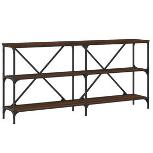 vidaXL Mesa consola hierro madera ingenier&iacute;a roble marr&oacute;n 160x30x75 cm