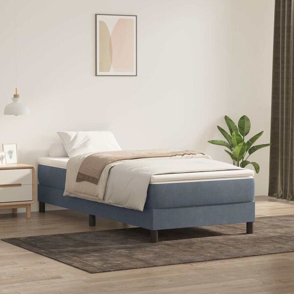 vidaXL Cama box spring sin colch&oacute;n terciopelo gris oscuro 90x210 cm