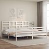 vidaXL Estructura cama de matrimonio con cabecero madera maciza blanco