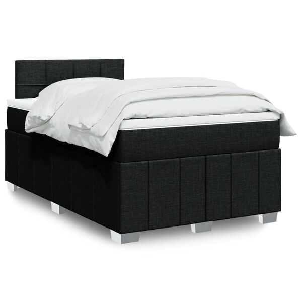 vidaXL Cama box spring con colch&oacute;n tela negro 120x200 cm