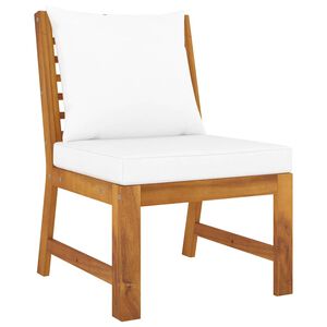 vidaXL Sof&aacute; seccional central con coj&iacute;n crema madera maciza acacia