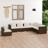 vidaXL Set muebles de jard&iacute;n 7 piezas y cojines rat&aacute;n sint&eacute;tico marr&oacute;n