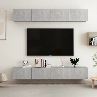 vidaXL Juego de muebles de salón 4 piezas gris hormigón 100x30x30 cm