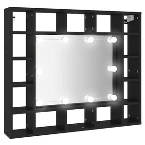 vidaXL Mueble con espejo y luces LED negro 91x15x76,5 cm