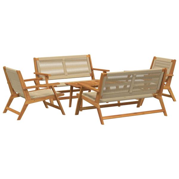vidaXL Sillas de Jard&iacute;n con Mesa 5 pcs Beige Madera maciza de Acacia