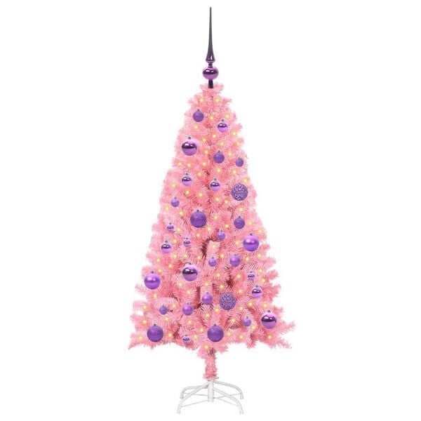vidaXL &Aacute;rbol de Navidad con 150 LED con soporte Rosa 120 cm PVC